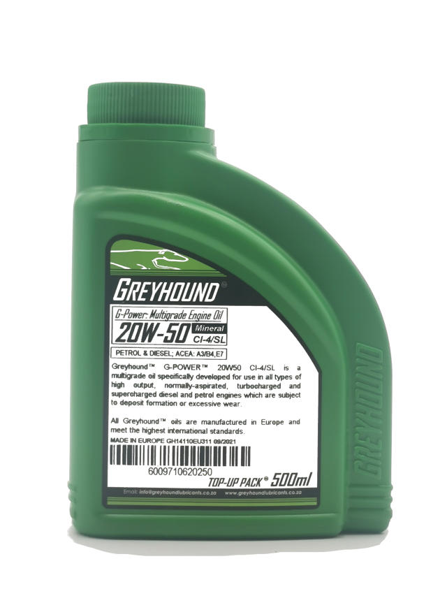 Greyhound 20W50 Engine Oil CI4 0.5L