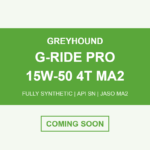 Greyhound G-Ride Pro 15W-50 4T MA2 fully synthetic motorcycle oil coming soon